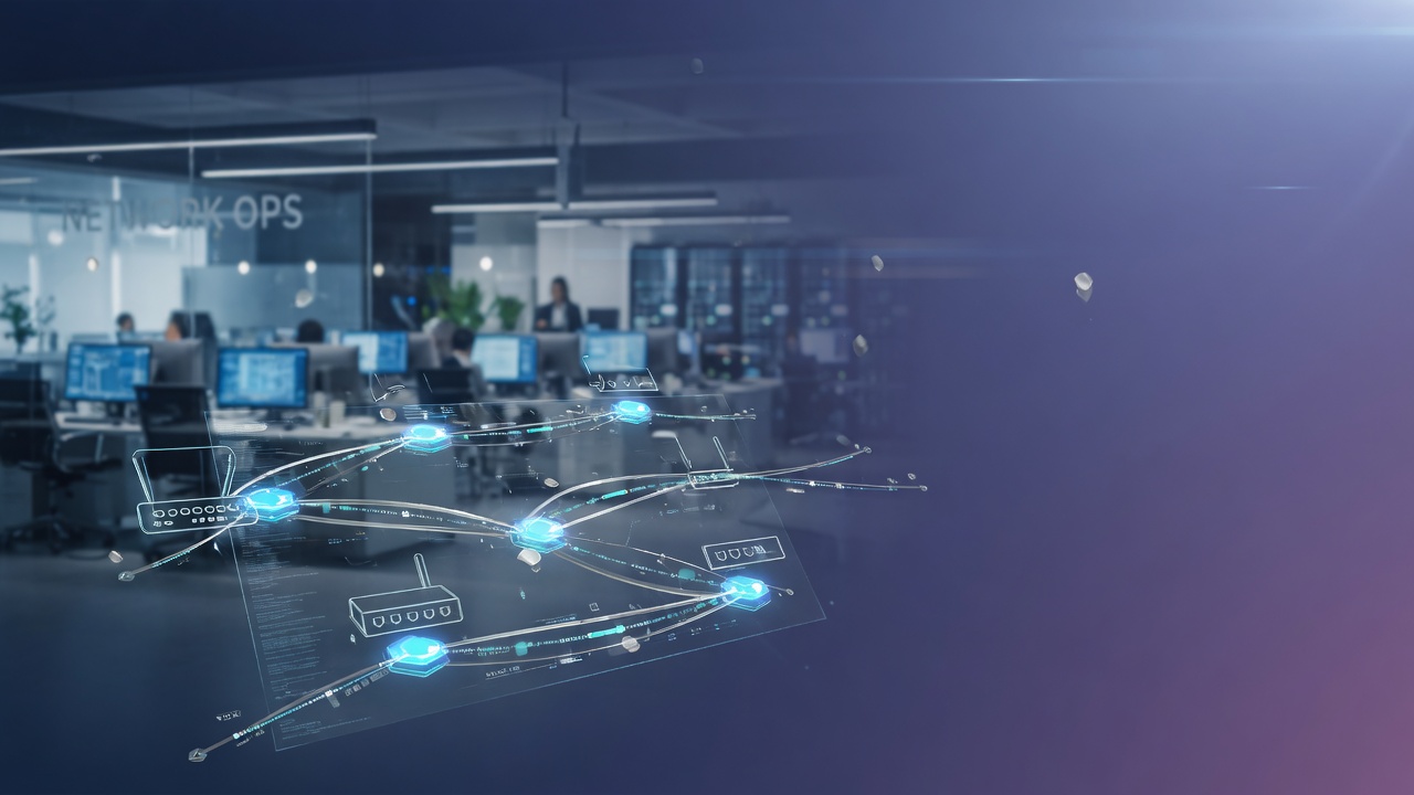 Reliable network support services with holographic network visualization showing stable connected systems for small businesses